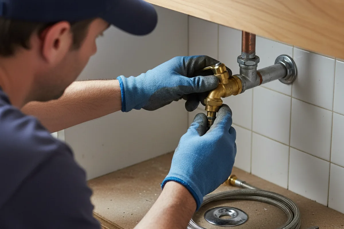 Shutoff valve and fitting work during Emergency Plumbing in Henryville